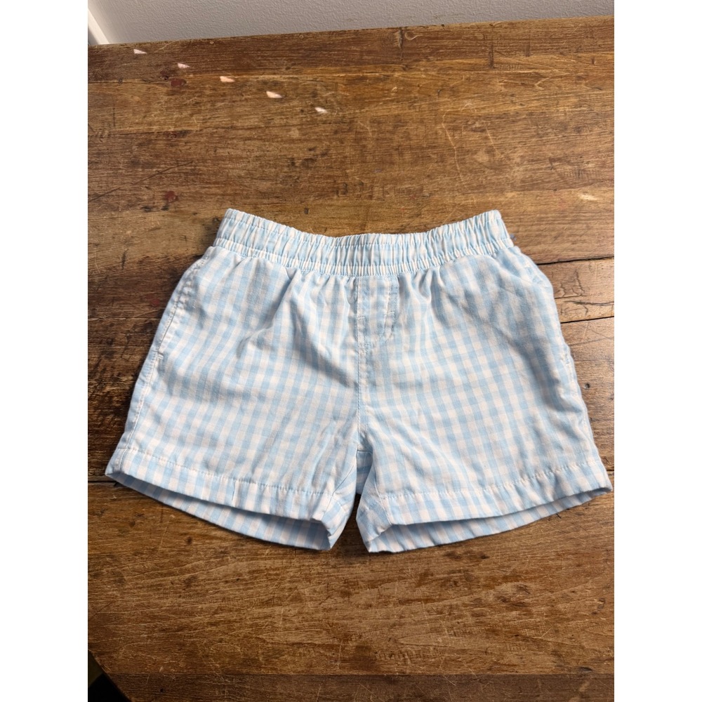 The Beaufort Bonnet Company Blue Gingham Stork Shorts Size 6 Boys